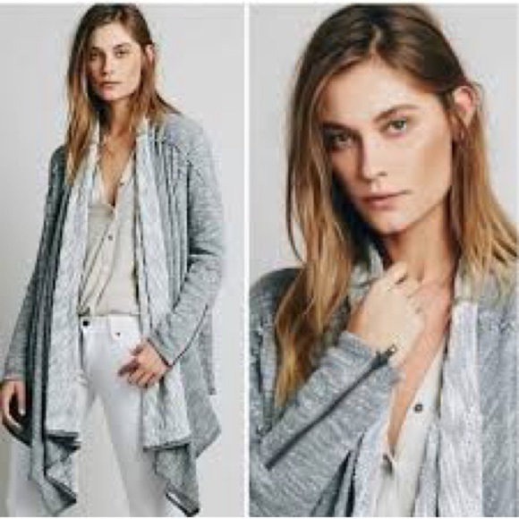 Free People In The Loop Open Front Long Heather Gray Draped Cardigan Sz XS - Picture 1 of 3